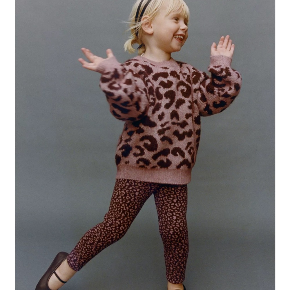 Zara Pink and Black Leopard Sweater
